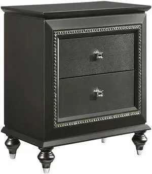 Metallic Grey Nightstand with 2 Drawers