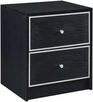 Black and Silver 2-drawer Nightstand