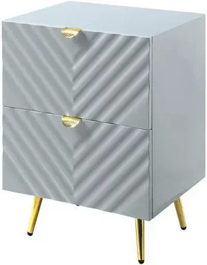 Grey High Gloss 2-drawer Nightstand