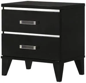 Black 2-Drawer Nightstand