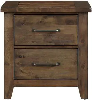 Classic Transitional Design Nightstand Burnished Finish Solid Rubberwood Bedroom Side Table Rustic Look Furniture