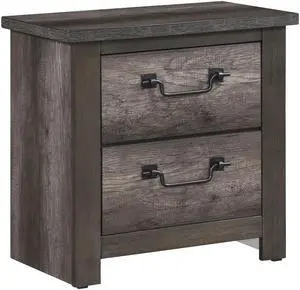 Gray Finish 2-Drawers Storage Nightstand 1pc Wooden Furniture Traditional Design Bedside Cabinet
