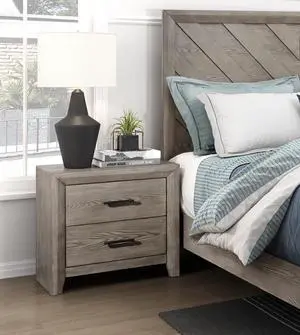 Modern Sleek Gray Finish 2-Drawers Nightstand Durable Wooden Bedroom Furniture 1pc