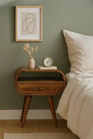 Chestnut Circular Open Bedside, 1 Drawer
