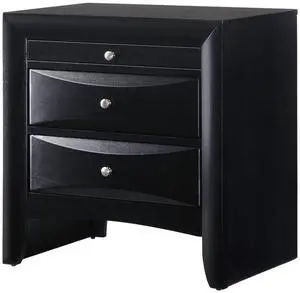 1Pc Contemporary 2 Drawer Nightstand End Table Jewelry Tray Black Finish Solid Wood Wooden Bedroom Furniture 1Pc Contemporary 2 Drawer Nightstand End Table Jewelry Tray Black Finish Solid Wood Wooden Bedroom Furniture