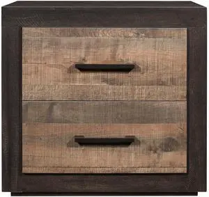 Contemporary Style Bedroom Nightstand Natural Wood Grain Look Two Tone Finish Bed Side Table Faux Wood Veneer