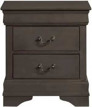 Classic Louis Philippe Style Stained Gray Finish 1pc Nightstand of 2x Drawers Traditional Design Bedroom Furniture