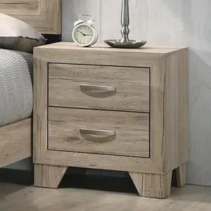 Natural Finish 2-Drawer Contemporary Nightstand Wooden Bedroom Furniture 1pc