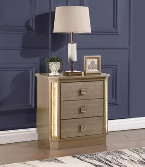 Medusa Nightstand Made with Wood in Gold Finish  same as B009139108 (CA inventory)
