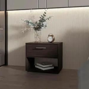 Stained Walnut Nightstand with 1-Drawer Stained Walnut Nightstand with 1-Drawer