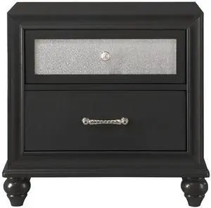 Luxury 1pc Glam 2-Drawer Nightstand End Table Black Finish Shimmering Accents Bedroom Solid Wood Wooden Furniture