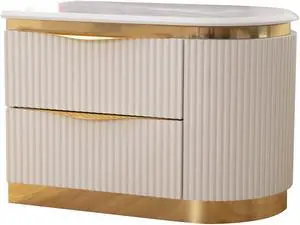 Laura Gold Detailed Left 2-Drawer Nightstand made with Wood in White      same asG150109250  (NJ inventory)