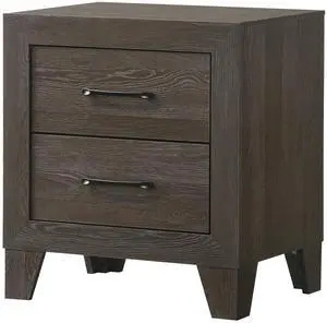 1pc Contemporary Two-Drawers Nightstand Bed Side Cabinet Wooden Furniture Dark Brown Color