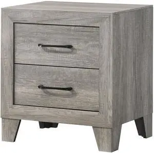 1pc Contemporary Two-Drawers Nightstand Bed Side Cabinet Wooden Furniture Rustic Gray Color