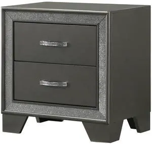 Contemporary 1pc Nightstand Sparkling Accent Bedside Storage Two Drawers Dark Brown Gray Finish Contemporary 1pc Nightstand Sparkling Accent Bedside Storage Two Drawers Dark Brown Gray Finish
