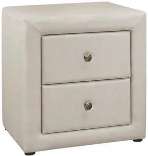 Nightstand, Nightstand, End, Side, Lamp, Storage Drawer, Bedroom, Upholstered, Beige Linen Look, Transitional