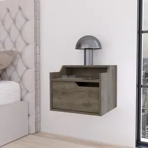 Florence Floating Nightstand with Drawer and Dual-Shelf Display Florence Floating Nightstand with Drawer and Dual-Shelf Display