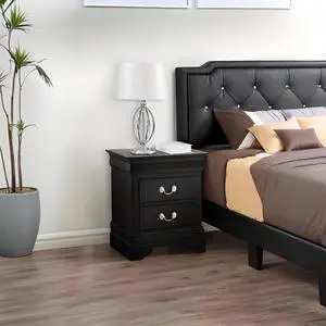 Elegant Black Traditional Nightstand