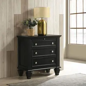 Black 3-drawer Nightstand with Pull Out Tray Black 3-drawer Nightstand with Pull Out Tray