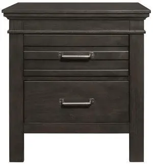 Transitional Bedroom 1pc Nightstand of Center Glides Drawers Charcoal Gray Finish Bed Side Table Wooden Furniture