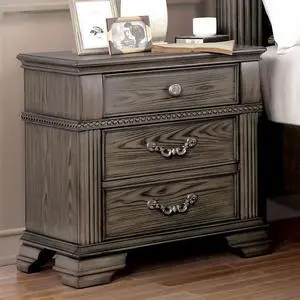 Gray Color Nightstand Bedroom 1pc Nightstand Solid wood Satin Knickel Knobs and Pulls