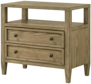 1pc Rustic 2-Drawer Nightstand with Open Shelf Wooden Bedroom Nightstand Tan / Beige Natural