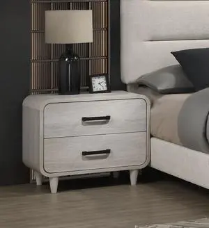 1pc Contemporary White Finish Ample Drawer Space Two Drawers Nightstand Storage Wooden Furniture Antique White Color