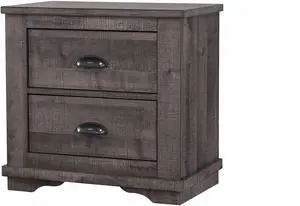 1pc Contemporary Two-Drawers Nightstand Bed Side Cabinet Wooden Furniture Rustic Gray Color