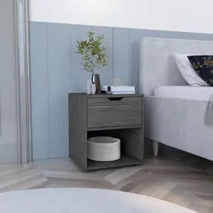 19.7" H Nightstand End Table with Open Shelf,Ligth Gray