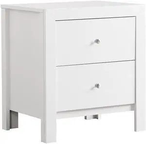 Elegant White Transitional Nightstand