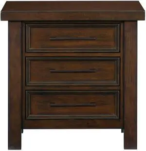 Classic Brown Finish 1pc Nightstand of 3x Drawers Mango Veneer Wood Transitional Bedroom Furniture