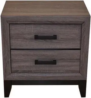 Contemporary Style 2-Drawer Nightstand Made with Wood in Gray