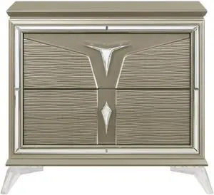Modern Style 2-Drawer Nightstand Made with Wood & Mirrored Accents Modern Style 2-Drawer Nightstand Made with Wood & Mirrored Accents