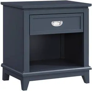 Navy Blue Finish 1pc Nightstand with Storage Drawer Bottom Shelf Classic Style Bedroom Furniture