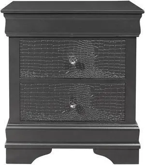 SHAKER CROCODILE METALLIC GREY NIGHTSTAND