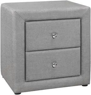 Nightstand, Nightstand, End, Side, Lamp, Storage Drawer, Bedroom, Upholstered, Grey Linen Look, Transitional