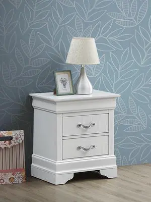 Elegant Transitional Nightstand In Silver Champagne
