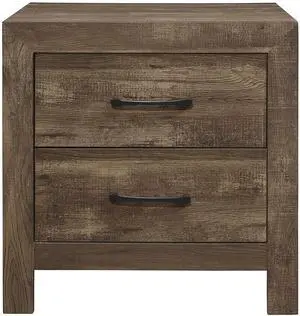 Simple Look Rustic Brown Finish 1pc Nightstand of Drawers Black Metal Hardware Bedroom Furniture