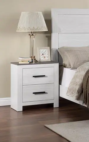 White Color 1pc Nightstand Paper veneer Bedroom Furniture 2-Drawers Bedside Table