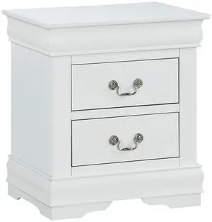 1pc Nightstand White Louis Philippe Solid wood English Dovetail Construction Antique Nickle Hanging Pulls