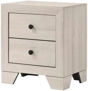 1pc Rustic Two Drawers Storage Nightstand White Wash Finish Wooden Bedroom Furniture