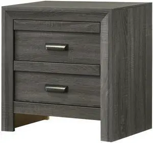 1pc Contemporary Nightstand End Table with Two Storage Drawers Rustic Gray Finish Bedroom Wooden Furniture