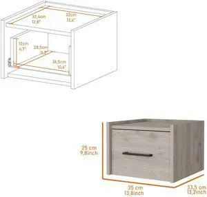 Elfrida Wall-Mounted Nightstand, Sleek Single-Drawer Design with Spacious Top Shelf