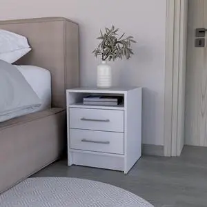 Nightstand Cartiz, Two Drawers, White Finish