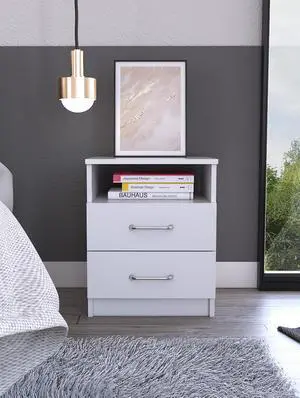 Brookeline 2-Drawer 1-Shelf Rectangle Nightstand White