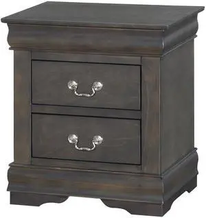 Dark Grey 2-Drawer Nightstand