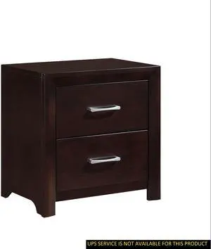 Espresso Finish Contemporary Design 1pc Nightstand of Drawers Silver Tone Pulls Bedroom Furniture