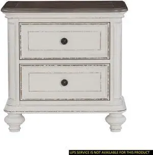 Antique White and Brown-Gray Finish1pc Nightstand of Drawers Black Knobs Traditional Design Bedroom Furniture
