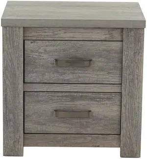 Bedroom Furniture Rustic Light Grey Simple 1pc Nightstand 2-Drawers Bed Side Table Solidwood