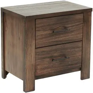 Oak Finish 1pc Nightstand Wooden Bedside Table 2x Drawers Storage Bedroom Furniture